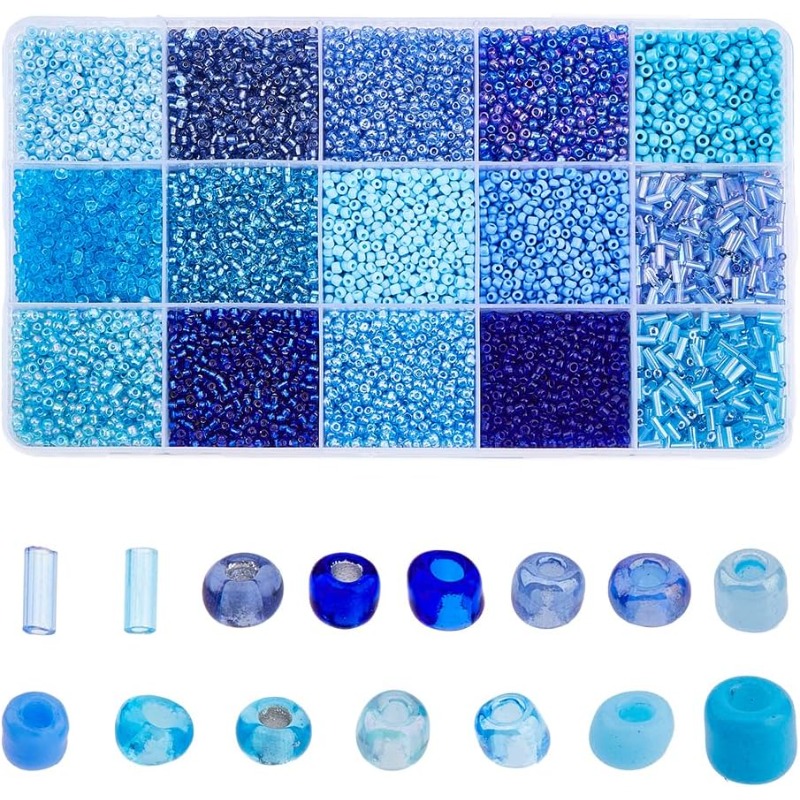Seed Bead Tube - 15000 buah 15 gaya Kit manik-manik