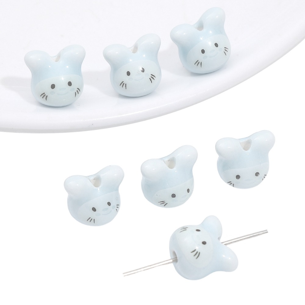 Seed Bead Tube - 10 Buah Manik-manik Keramik Chinchilla Warna-warni
