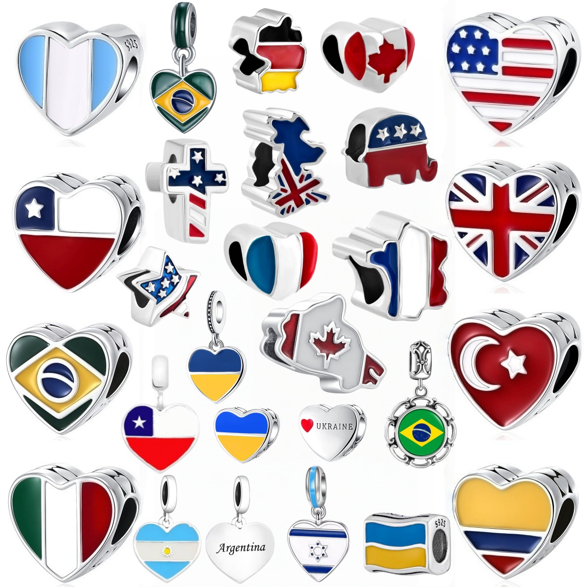 Jewelry Making Uk - Liontin Hati Bendera Nasional Perak S925