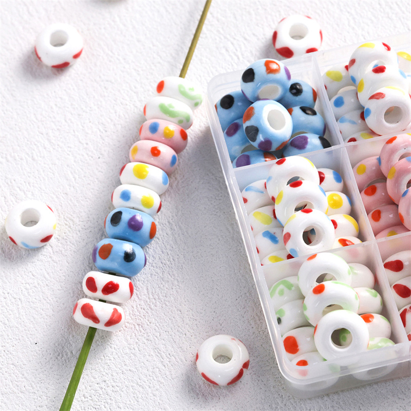 Jewelry Making 4 Year Old - 6X15MM Manik-manik Longgar Lubang Besar Keramik