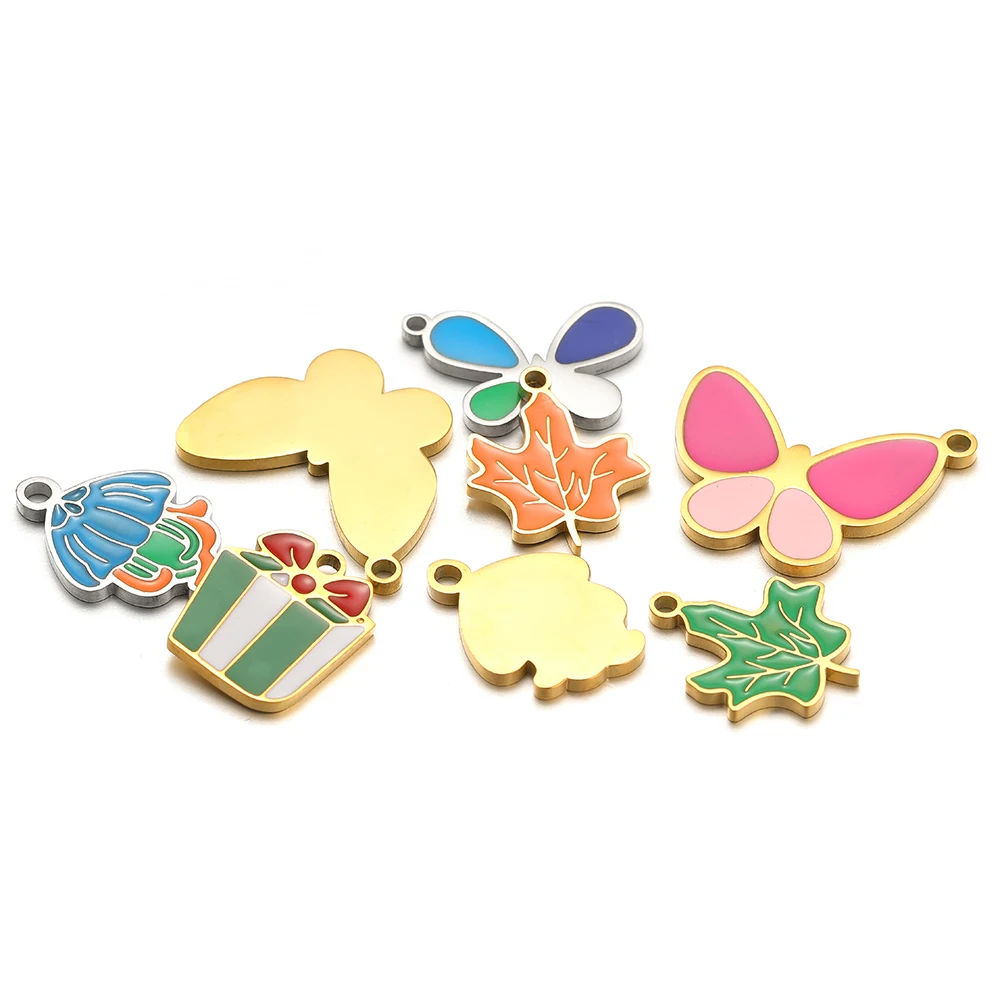 5 buah bandul hati daun kupu-k - Jewelry Making 4 Year Old ulasan dan harga