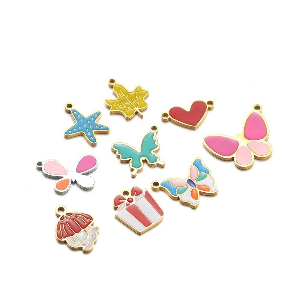 5 buah bandul hati daun kupu-k - Jewelry Making 4 Year Old ulasan dan harga