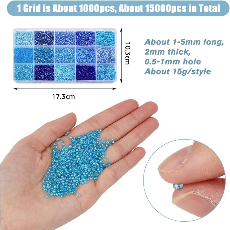 15000 buah 15 gaya Kit manik-m - Seed Bead Tube ulasan dan harga